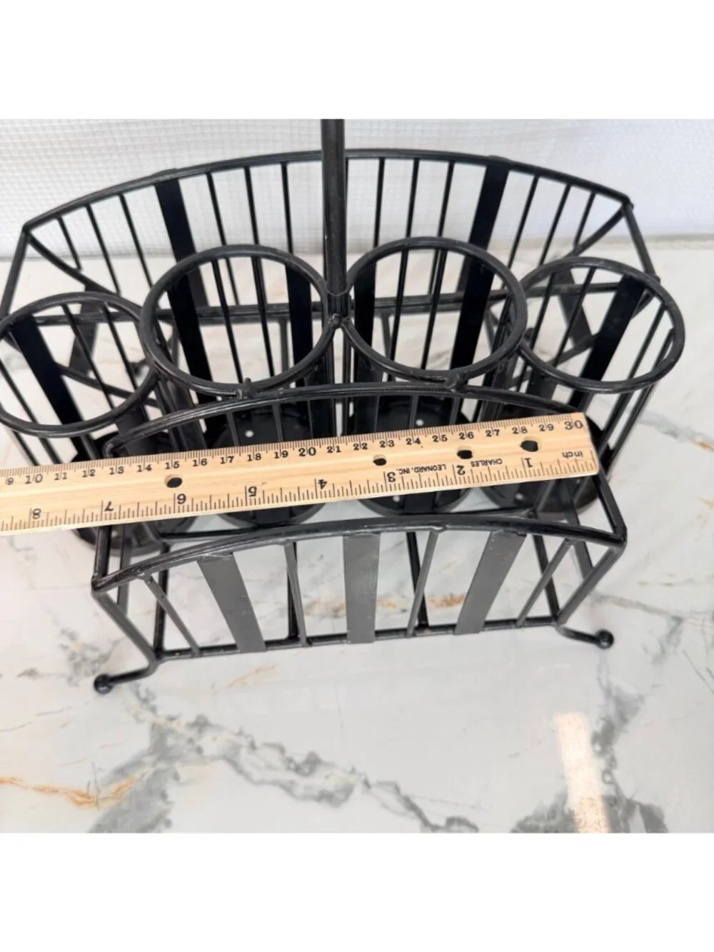Buffet caddy holder , black rod iron, holds napkins, plates, utensils